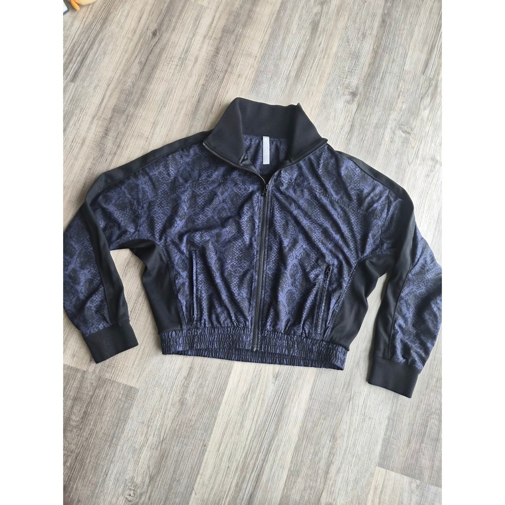 Athleta Brooklyn Track Bomber Printed Dress Blue Python Snake S 572270